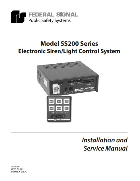 Federal Signal SS200 Electronic Siren and Light Control System Manual _ 255370