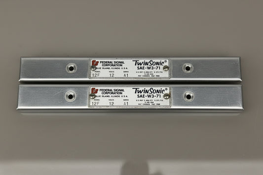 Federal Signal Twinsonic 12F - 12V - Series A1 - Pair of End Caps - Data Plates