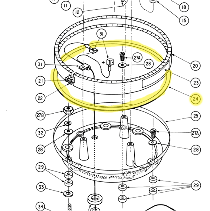 Federal Signal Beacon - New Dome Gasket P/N: Z8422A388A Model 14, 14 Series C and 100