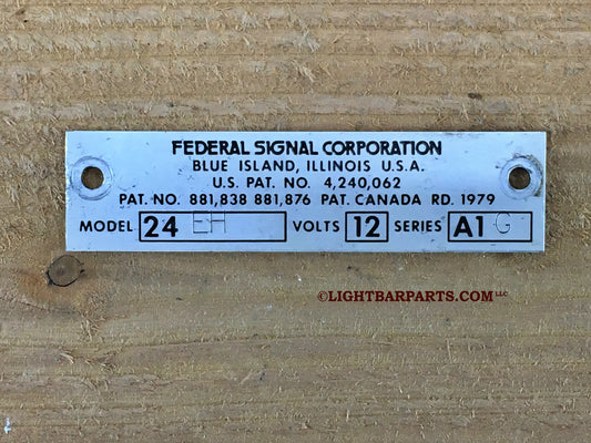 Vintage Federal Signal Aerodynic Lightbar - 25CF Series A1 - Rare Tray Badge