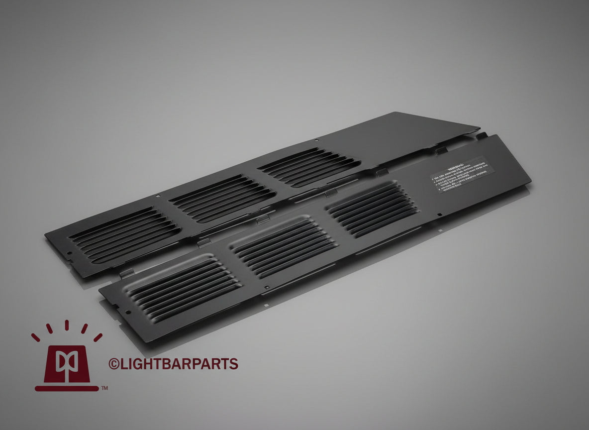 Code 3 MX7000 Lightbar Parts - Upper Tray Metal Vented Dust Covers Pair