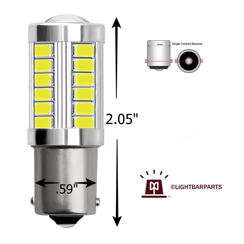 Federal Signal Code3 Lightbar Rotator Beacon - Pair of LED Twist Lock Replacement Bulb - Amber
