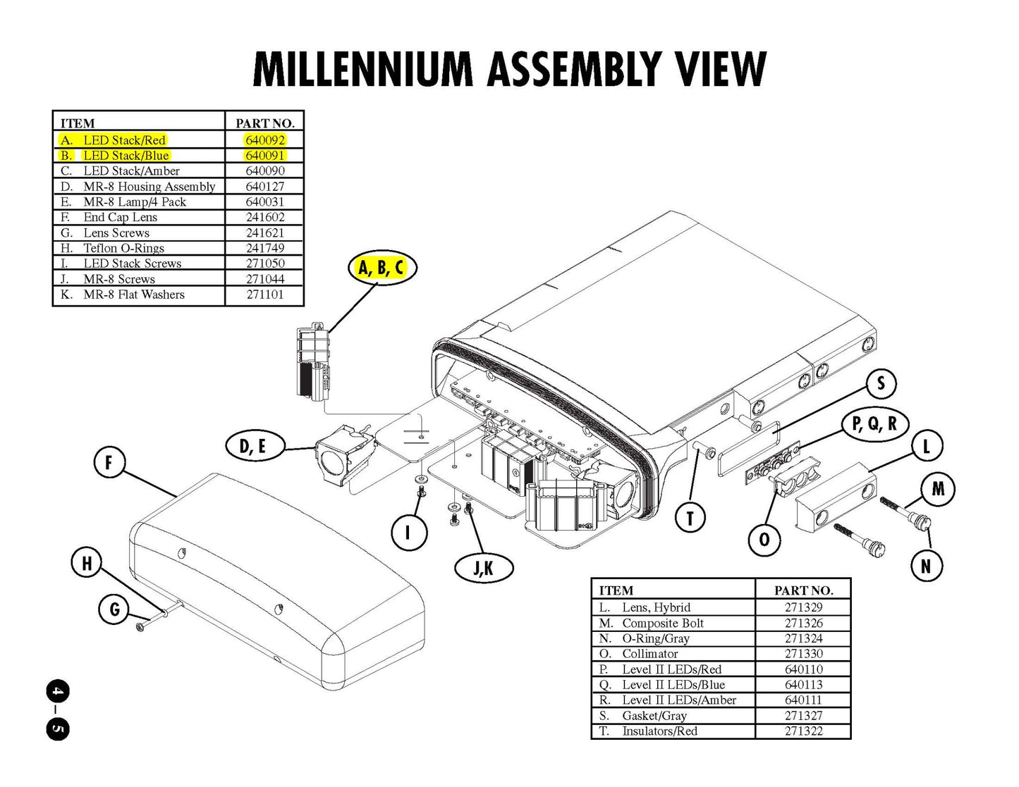 911EP Millennium Lightbar - End Stack LED Module R/R - P/N: 640092