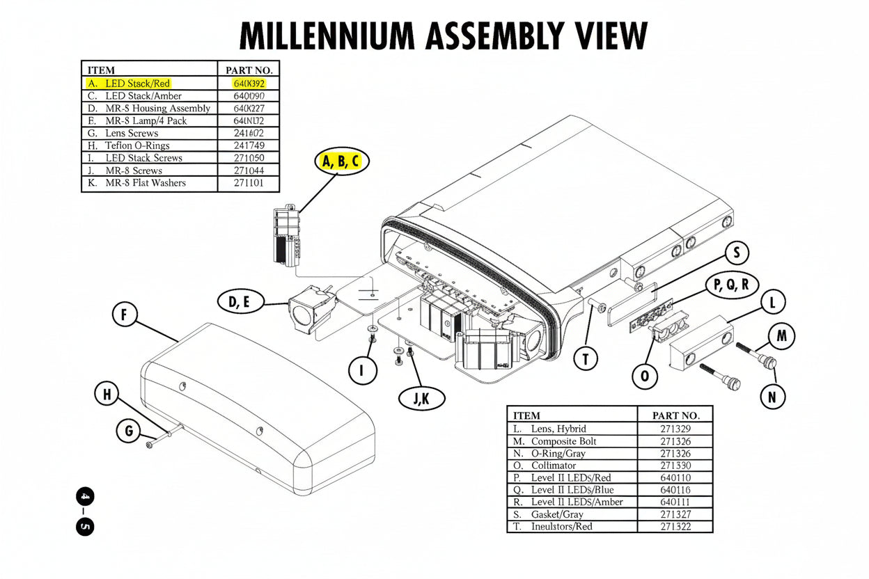 911EP Millennium Lightbar - End Stack LED Module R/R - P/N: 640092