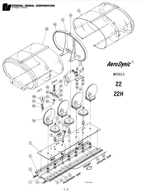 Federal Signal AeroDynic Lightbar 22 and 22H Parts List