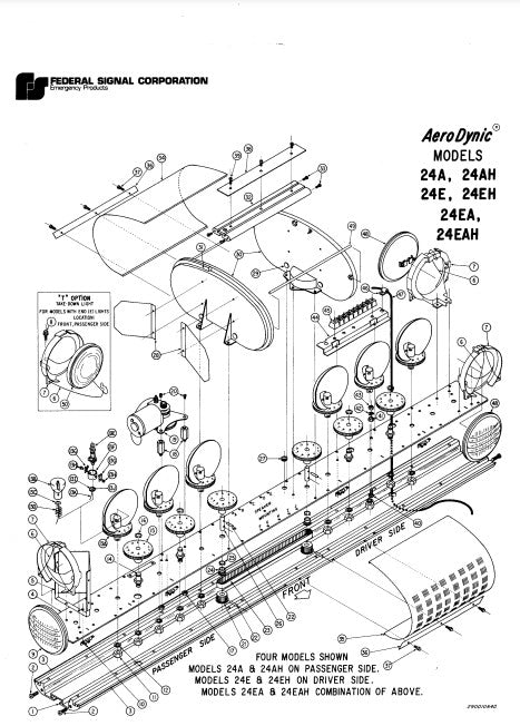 Federal Signal AeroDynic Lightbar 24A 24AH 24E 24EH 24EA 24EAH - Parts List