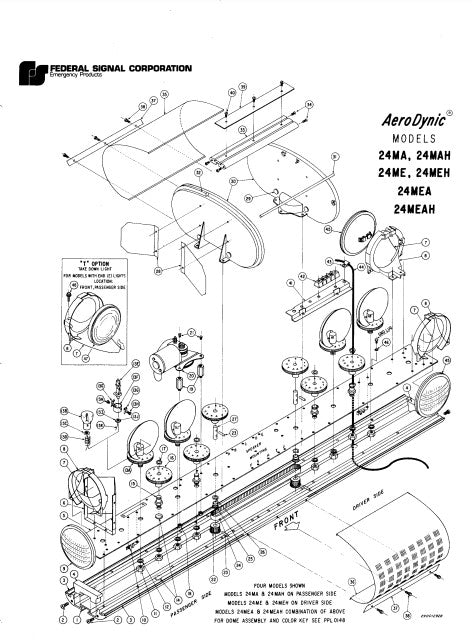 Federal Signal AeroDynic Lightbar 24MA 24MAH 24ME 24MEH 24MEA 24MEAH - Parts List