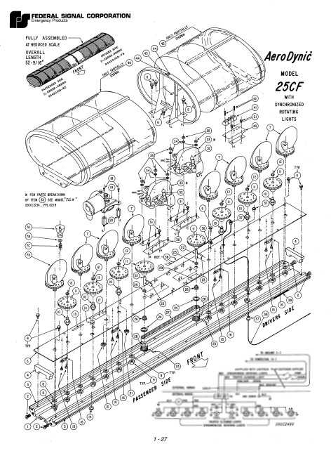 Federal Signal AeroDynic Lightbar 25CF With Synchronizing Rotating Lights Parts List