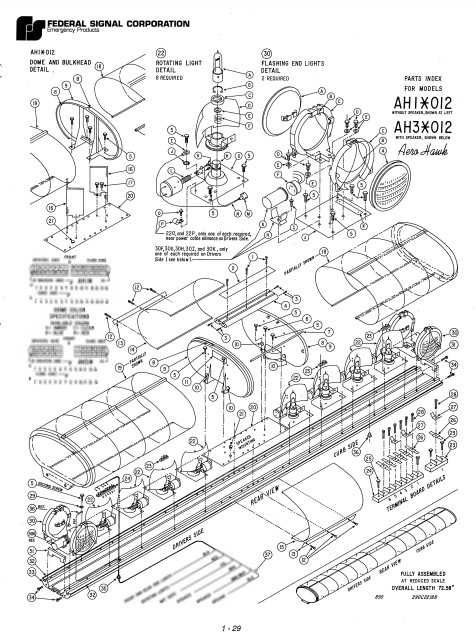 Federal Signal AeroHawk Lightbar AH1-012 AH3-012 Parts List