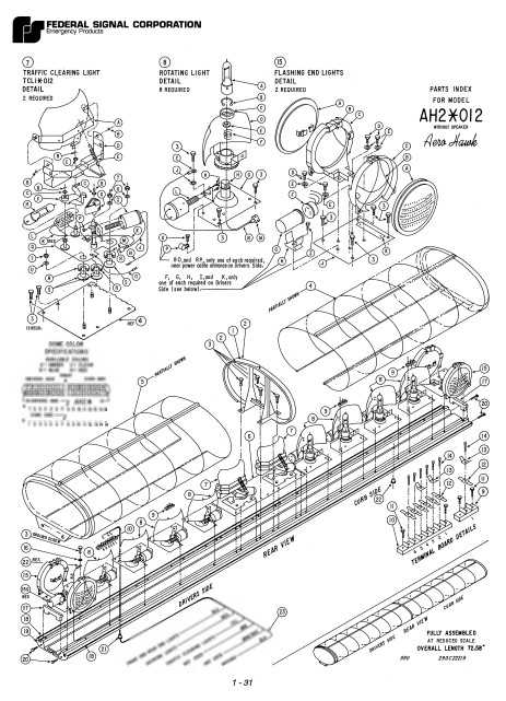 Federal Signal AeroHawk Lightbar AH2-012 Parts List