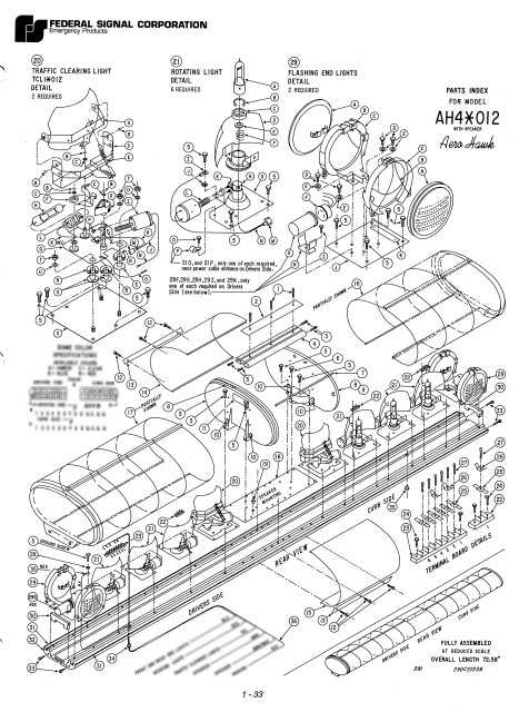 Federal Signal AeroHawk Lightbar AH4-012 Parts List