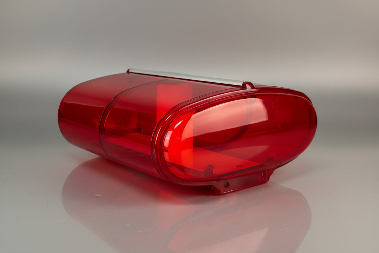 Federal Signal Aerodynic Mini - Red Two Panel Dome With Red Endcap