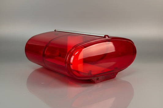 Federal Signal Aerodynic Mini - Red Two Panel Dome With Red Endcap