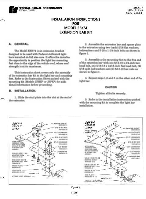 Federal Signal Installation Instructions for EBK-4 Extension Bar Kit JSPK JSHK