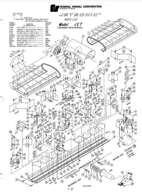 Federal Signal JetSonic Lightbar Model JET Parts List