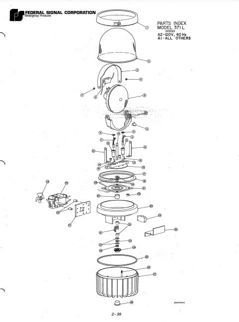 Federal Signal Light Model 371 Series A1 A2 Parts List