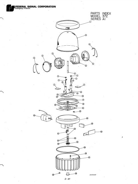 Federal Signal Light Model 372 Series A1 Parts List