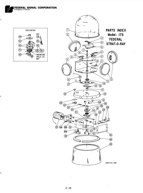 Federal Signal Light Strat-O-Ray Model 175 Parts List.