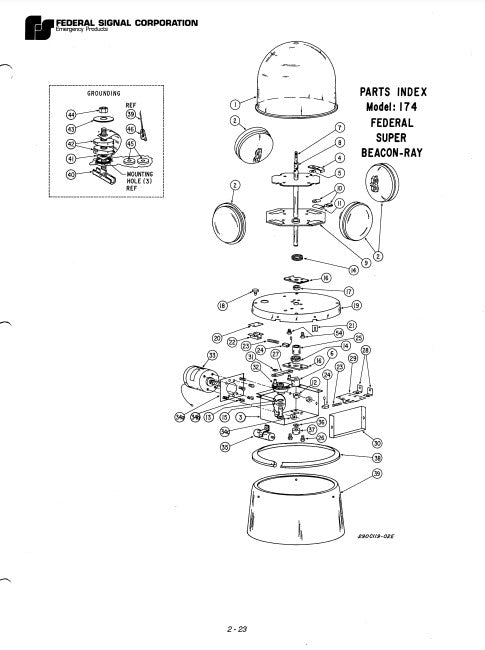 Federal Signal Light Super Beacon-Ray Model 174 Parts List