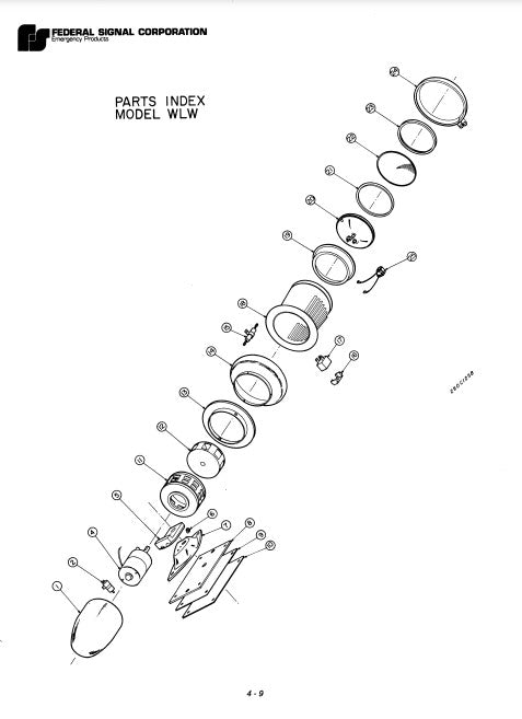 Federal Signal Mechanical Siren Model WLW - Parts List