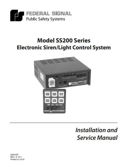 Manual del sistema de control de luces y sirenas electrónicas SS200 de Federal Signal _ 255370