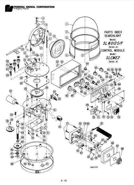 Federal Signal Search Light Model SL012SF SLCME2 - Parts List