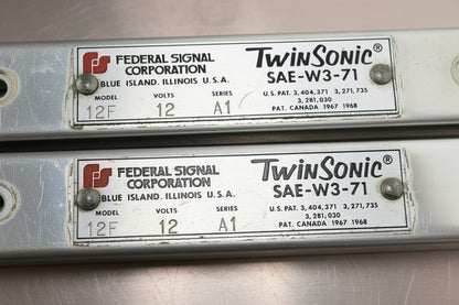 Federal Signal Twinsonic 12F - 12V - Series A1 - Pair of End Caps - Data Plates