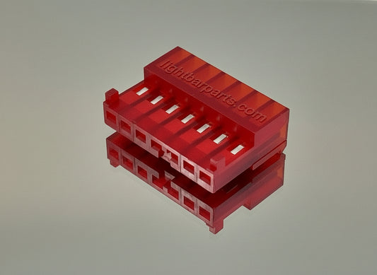 A new, unused red Whelen MPC01 controller with a 7 pin connector.
