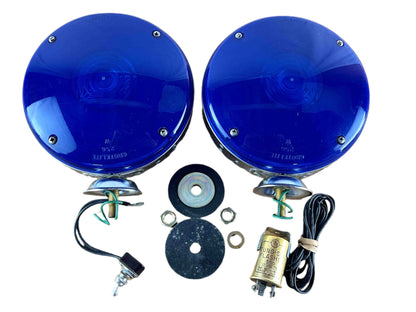 Federal Sign and Signal - Blue 7" Lollipop Light Pair - Model: LL-4 With Flasher and Switch