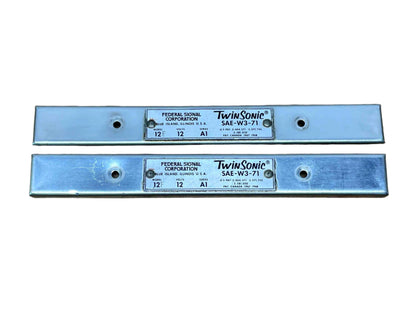 Federal Signal Twinsonic 12F - 12V - Series A1 - Pair of End Caps - Data Plates