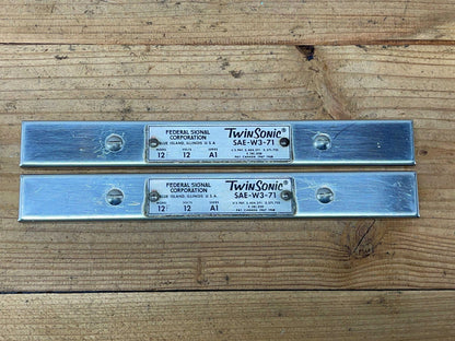 Federal Signal Twinsonic 12F - 12V - Series A1 - Pair of End Caps - Data Plates