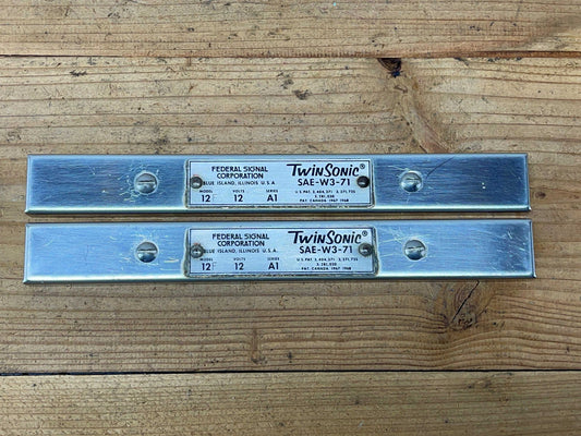 Federal Signal Twinsonic 12F - 12V - Series A1 - Pair of End Caps - Data Plates