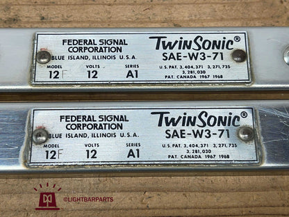 Federal Signal Twinsonic 12F - 12V - Series A1 - Pair of End Caps - Data Plates