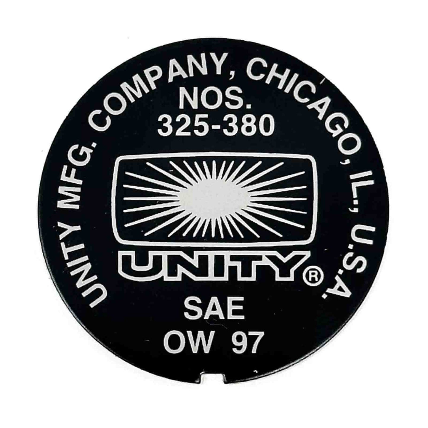 Unity Spotlight Parts - Round Nameplate Reversed - Fits 325-380 Series