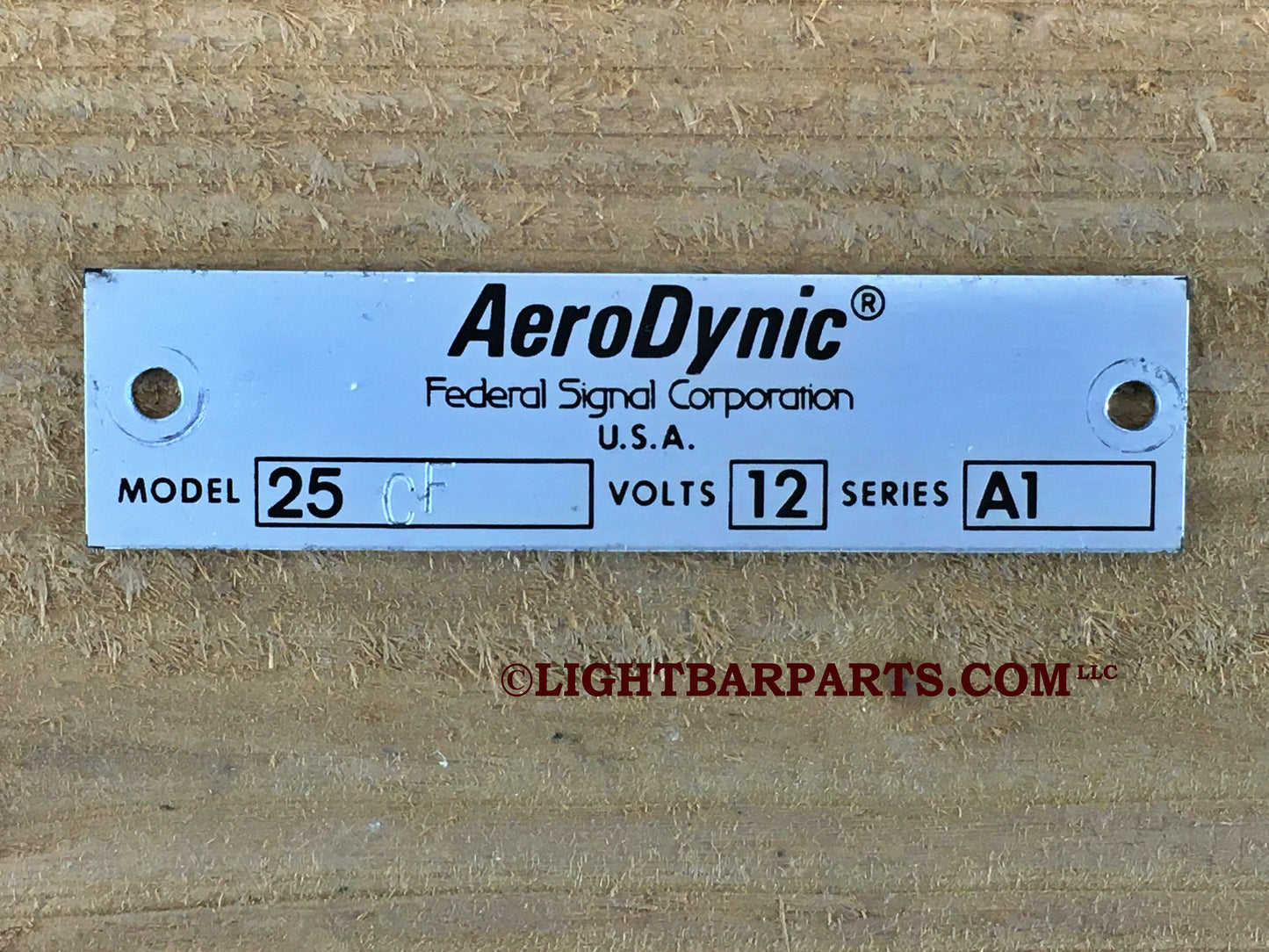 Federal Signal Aerodynic Lightbar - 25CF Series A1 - Rare Tray Badge - light bar parts