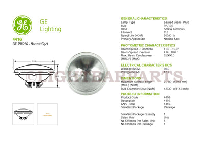GE 4416 Clear Par36 Bulb Federal Signal Beacon Aerodynic Twinsonic Lightbar NEW!