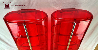 Federal Signal Aerodynic Lightbar - Pair of 5 Panel Red Domes with Red End Caps