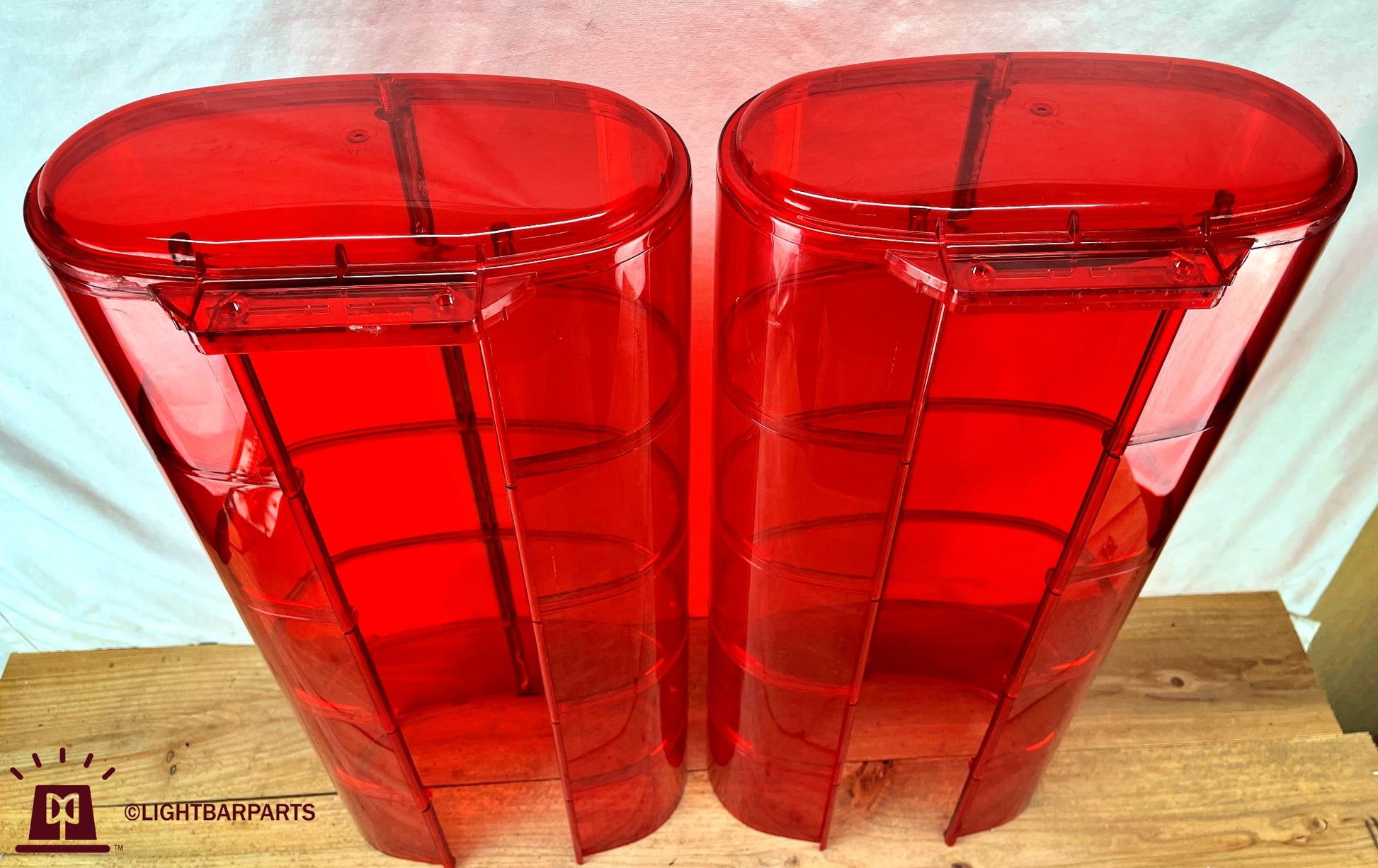 Federal Signal Aerodynic Lightbar - Pair of 5 Panel Red Domes with Red End Caps