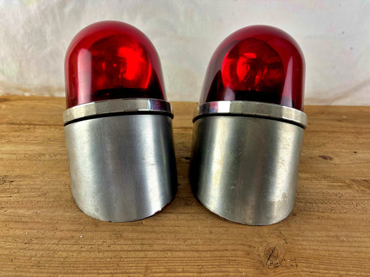 Federal Signal - Pair Red Fire Ball - Model FBH-12 - With Dodge D-500 Mounts