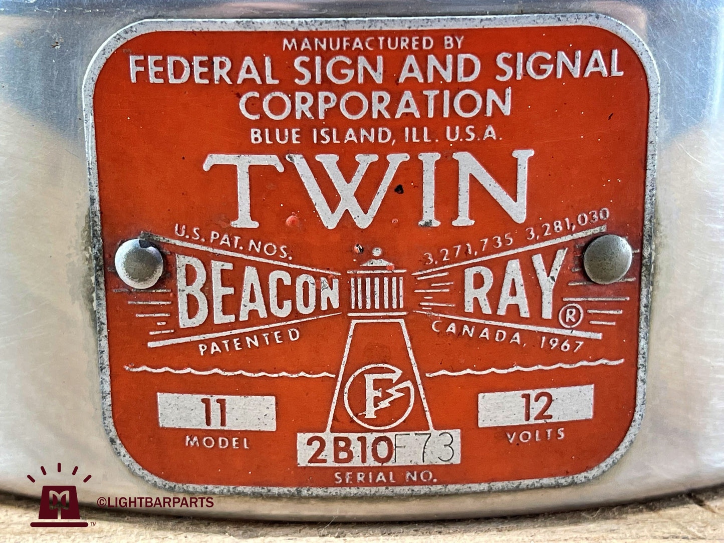 Federal Signal Visibar Twin Beacon Ray Model 11 - Matching Retaining Ring Pair