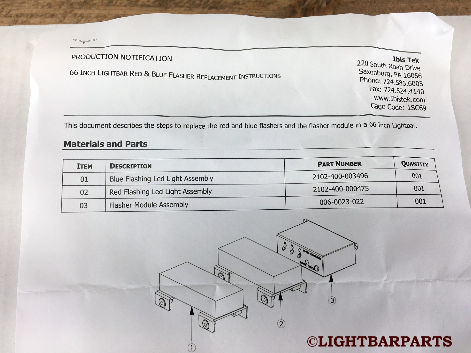 IBIS TEK - LED Replacement Flasher Set for 66 Inch Lightbar - light bar parts