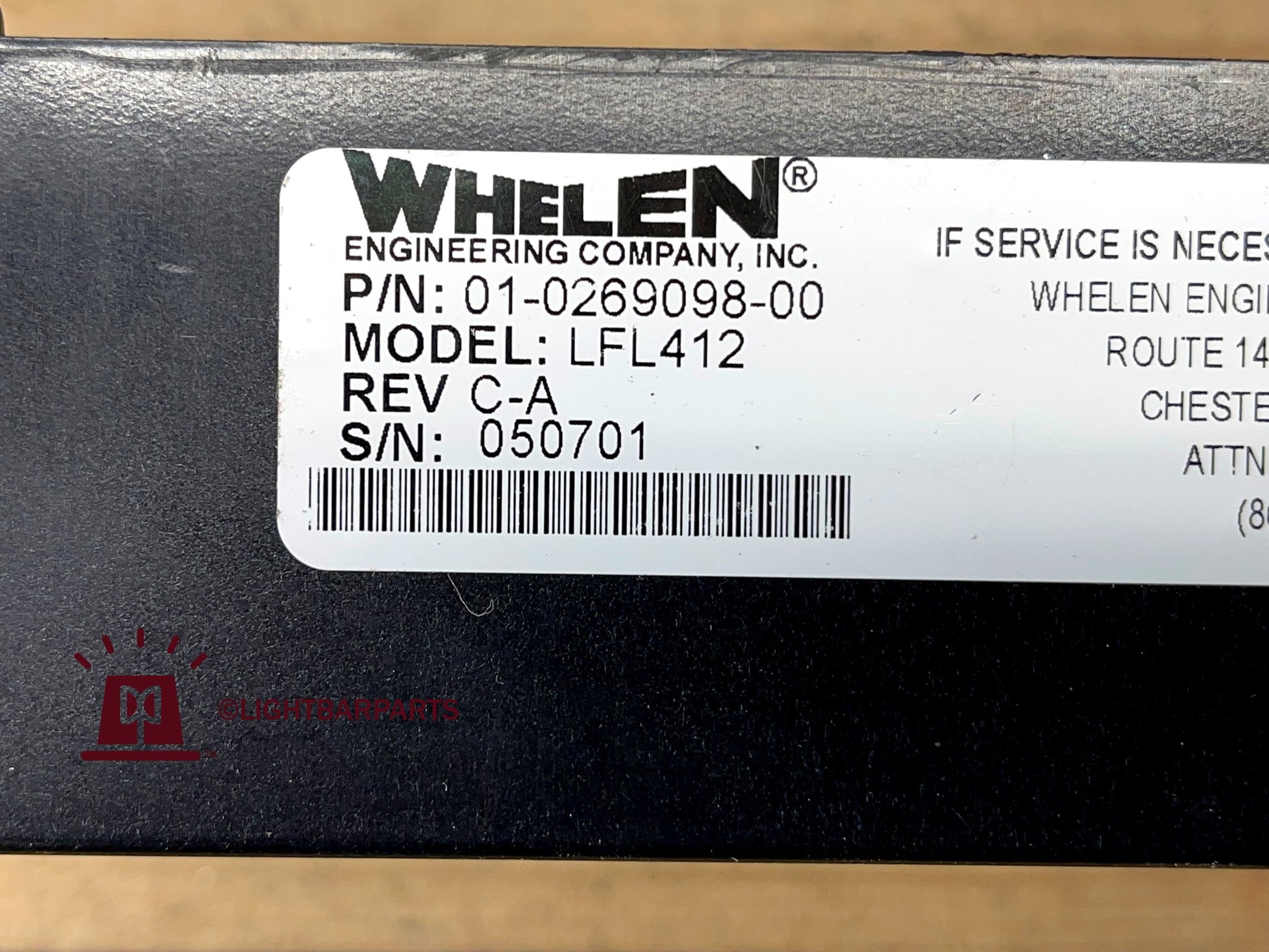 Whelen Patriot LFL Lightbar - 12v Power Supply - LFL412 - P/N: 01-0269098-00