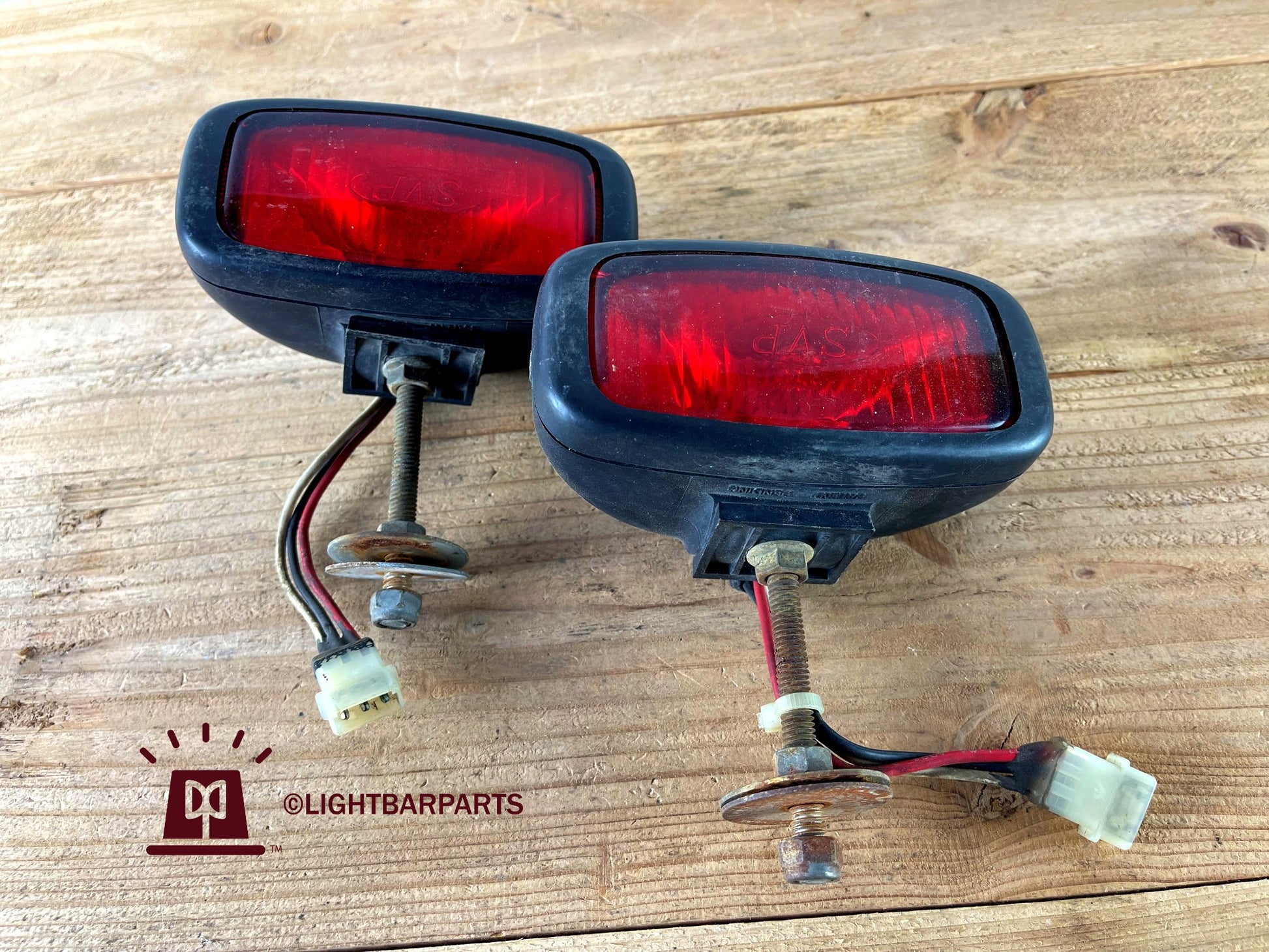 SVP Pair of Mini Rectangular Strobe Heads - Red Lens