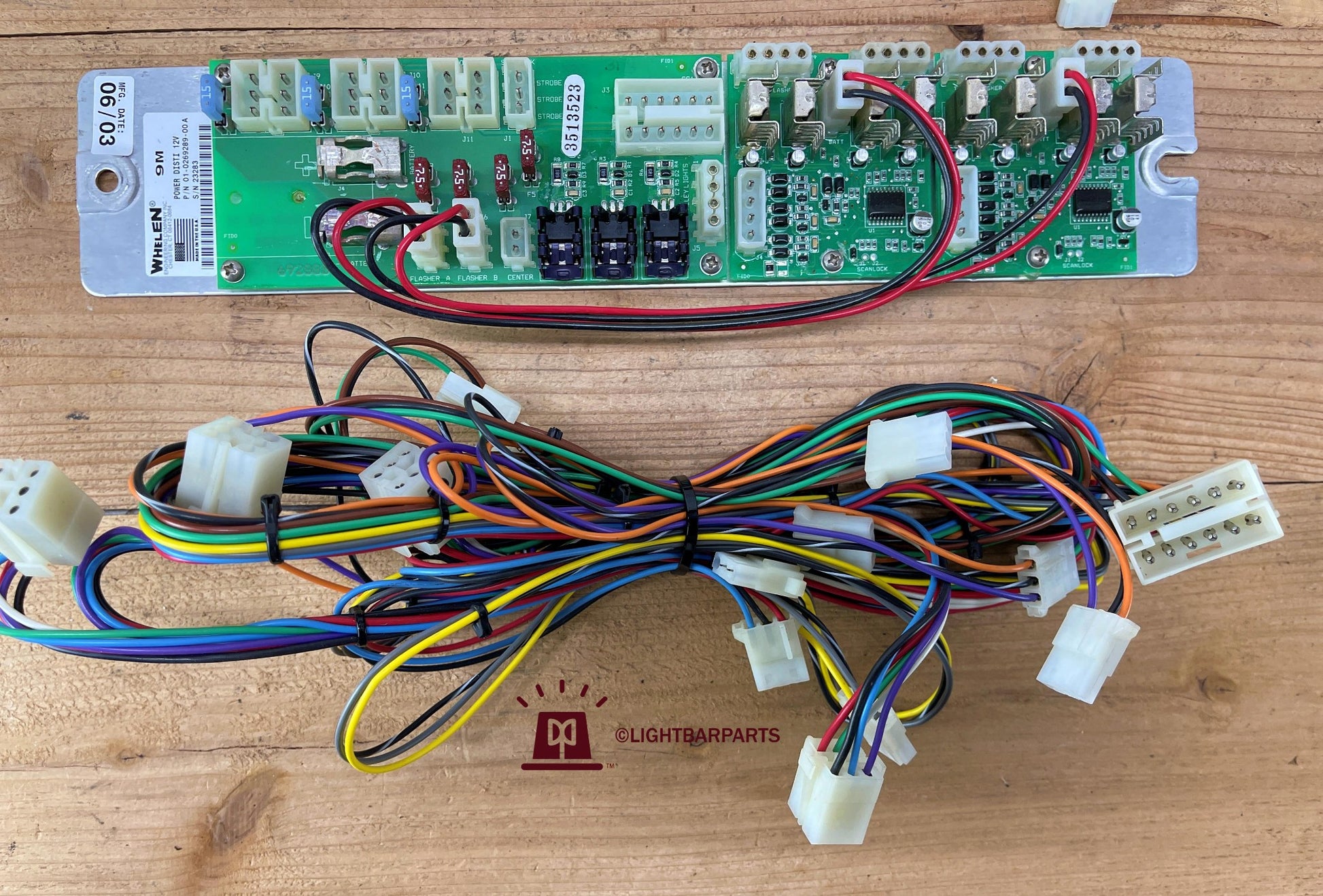 Whelen Edge 9M Power Distribution Board 01-0269289-00A with 2 LED Halogen Flasher Modules