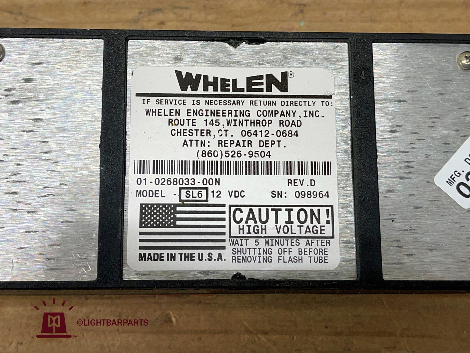 Whelen Edge 9000 Lightbar Strobe Power Supply - P/N: 01-0268033-00 - Model SL6